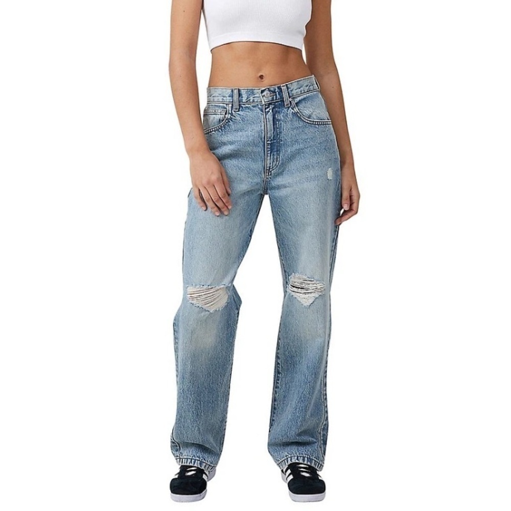 Cotton on Women's
Loose Straight Jeans -
Lake Blue Rip jeans pants